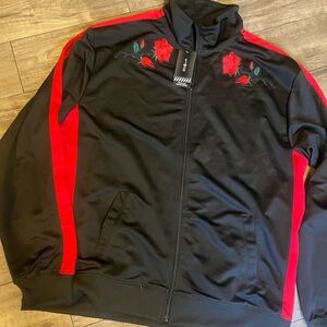 WT02 Black and Red Jacket with Rose Embroidery